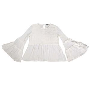 American Eagle Bell Sleeve Top White Womens Size Large BOHO Hippie Festival